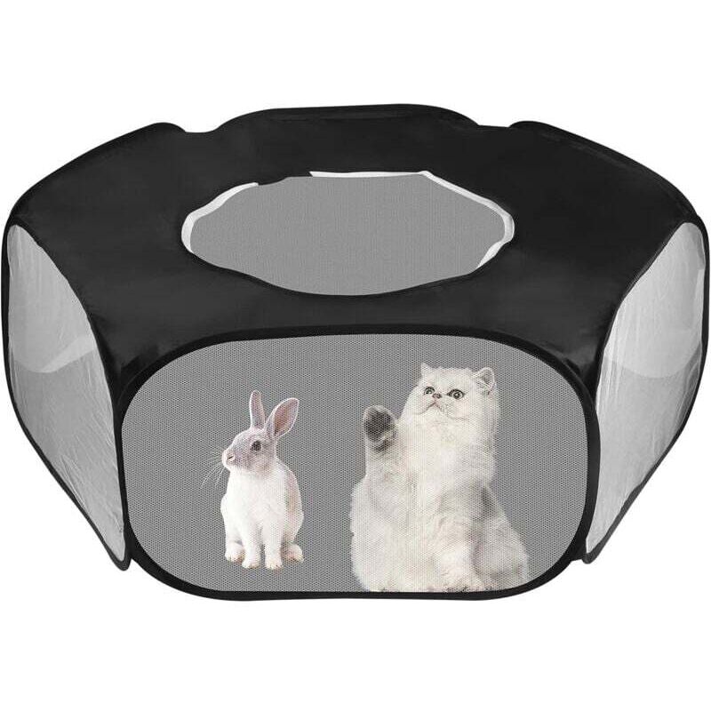 Odipie - Kleintier-Laufstall, faltbar, Haustierzelt, Zaunkäfig mit Reißverschlussdeckel, atmungsaktiv, transparent, Pop-Up-Haustier-Übungsstall für