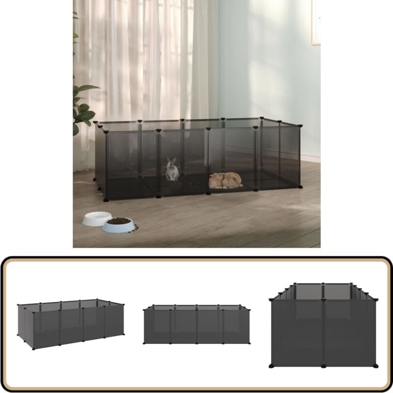 Vidaxl - Kleintierkäfig Schwarz 144x74x46,5 cm pp und Stahl - Kleintierkäfig - Haustierkäfig - Nagetiergehege - Kaninchendrahtzaun - Hamstergehege