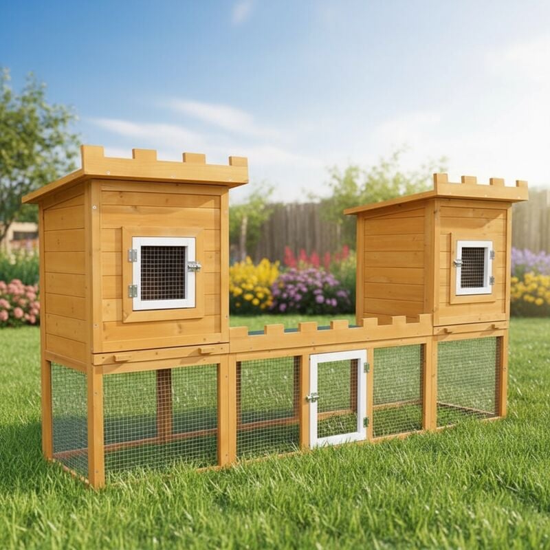 Mucola - Kleintierstall Hasenstall Freigehege Haus Schloss Kaninchenstall Käfig Hamster
