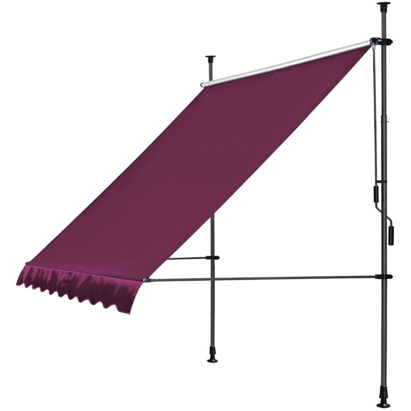Klemmmarkise 300 x130cm Bordeaux Balkonmarkise Sonnenschutz Terrassenüberdachung Höhenverstellbar von 200-290cm Markise Balkon ohne Bohren