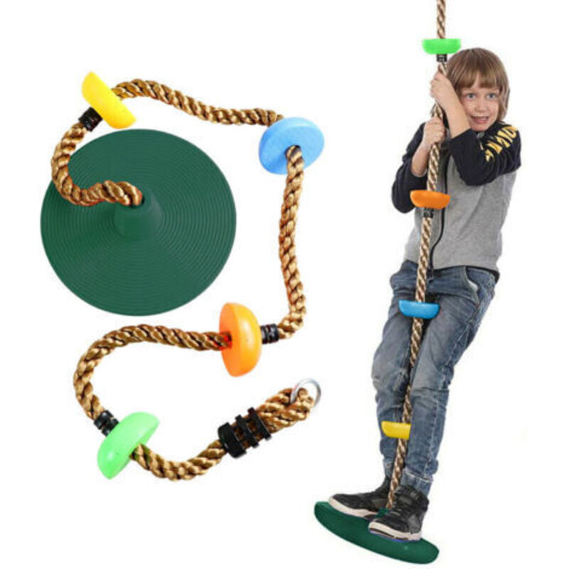 Kletterseil-Baumschaukel für Kinder mit 30cm Scheibensitz und Plattformen, 200cm Schaukel-Set Outdoor-Spielplatz Spielzeug Zubehör für Kinder (Grün)