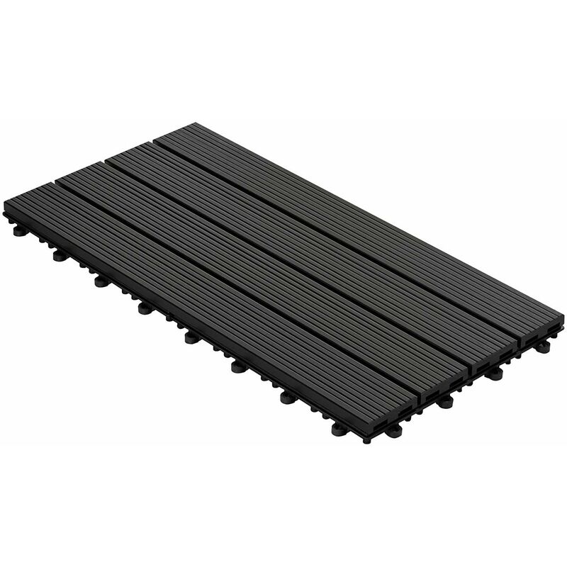 Floordirekt - Klickfliesen WPC-Terrassendielen Royal Anthrazit 60 x 30 cm