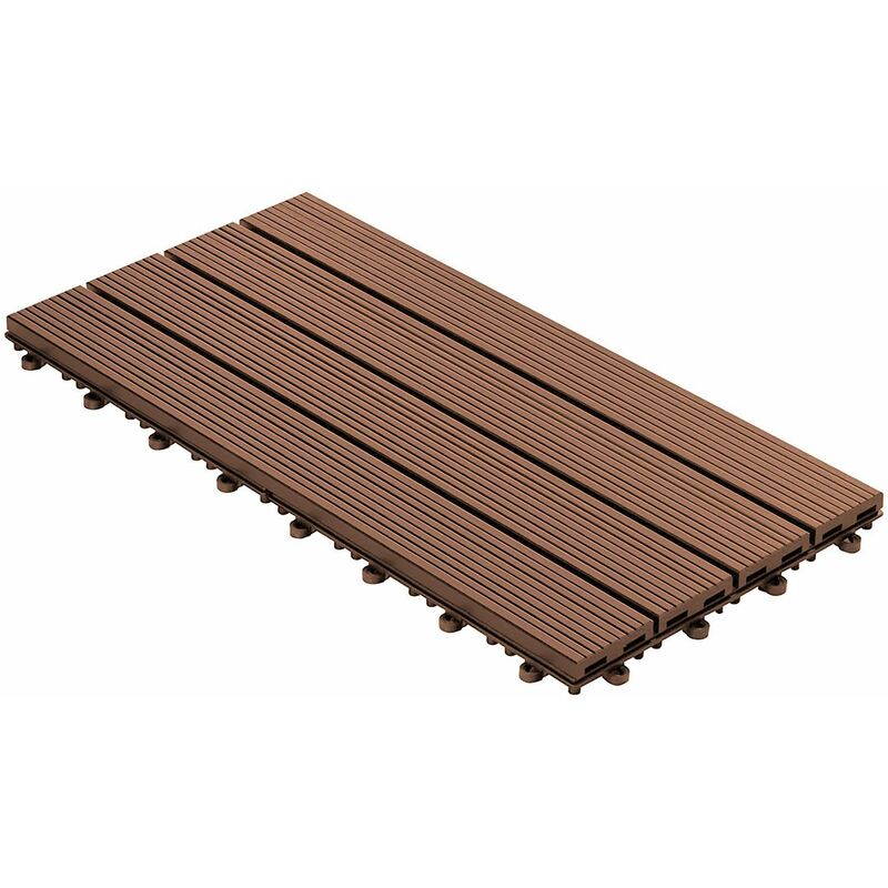 Floordirekt - Klickfliesen WPC-Terrassendielen Royal Hellbraun 60 x 30 cm 6 Stück