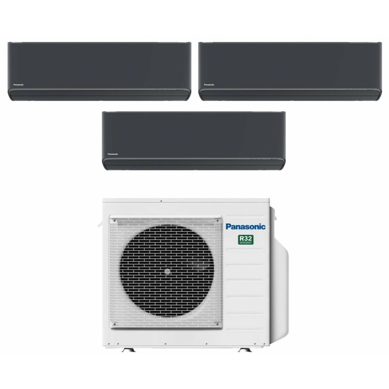 Klimagerät Panasonic Trial Split Inverter Klimagerät Serie Etherea Dark 7+7+9 mit CU-3Z68TBE R-32 Wi-Fi Integrated Farbe Graphit Grau 7000+7000+9000