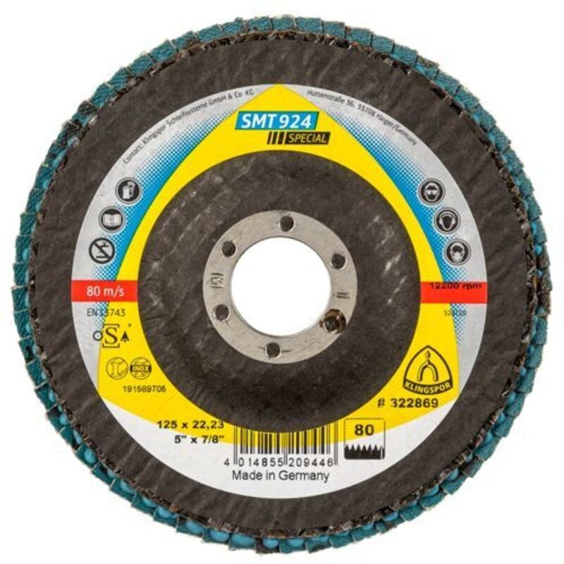 Smt 924 Schleifmop- teller 125x22,23 mm Korn 80 gew - Klingspor