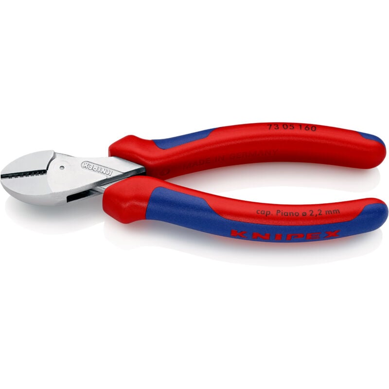 KNIPEX 73 05 160 X-Cut® Kompakt-Seitenschneider hochübersetzt mit Mehrkomponenten-Hüllen verchromt 160 mm