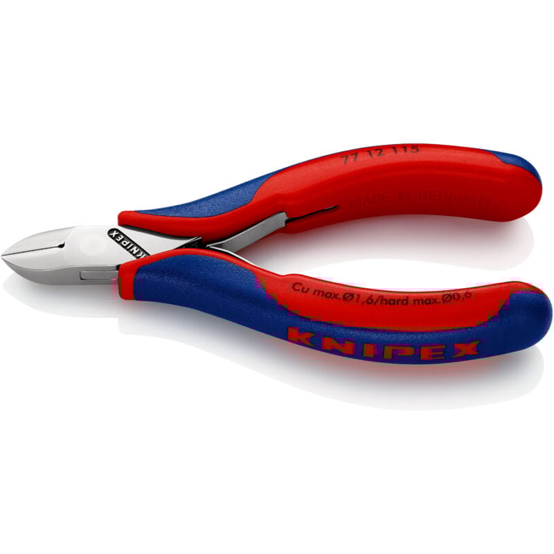 KNIPEX 77 12 115 SB Elektronik-Seitenschneider mit durchgestecktem Gelenk mit Mehrkomponenten-Hüllen 115 mm