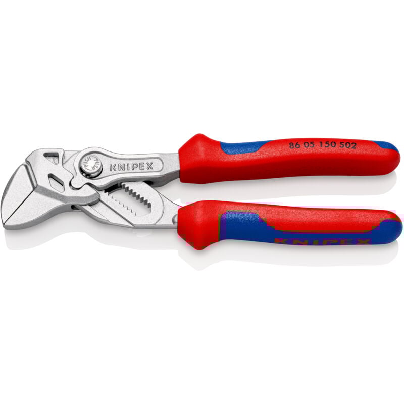 Knipex - Zangenschlüssel mit aufgerauten Backen, mit Mehrkomponenten-Hüllen, verchromt 150 mm