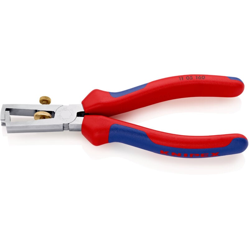 KNIPEX 11 05 160 SB Abisolierzange mit Öffnungsfeder, universal mit Mehrkomponenten-Hüllen verchromt 160 mm