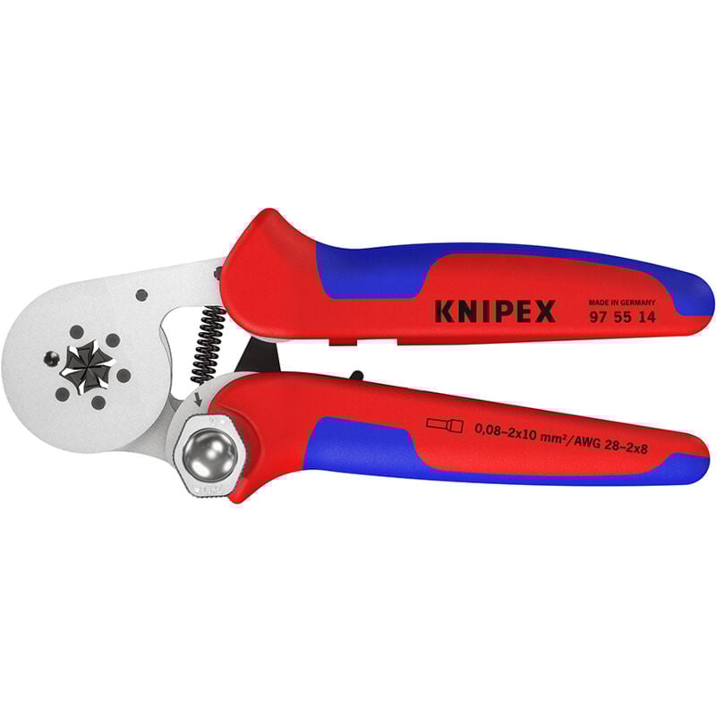 KNIPEX 97 55 14 Selbsteinstellende Crimpzange für Aderendhülsen mit Seiteneinführung mit Mehrkomponenten-Hüllen verchromt 180 mm