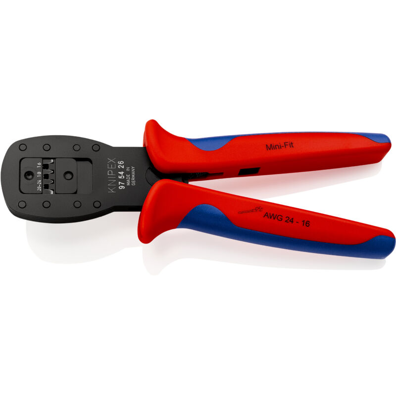 KNIPEX 97 54 26 Crimpzange für Miniaturstecker Parallelcrimp Mini-Fit™ von Molex mit Mehrkomponenten-Hüllen brüniert 190 mm