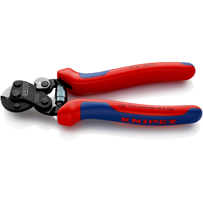 Knipex - 95 62 160 tc Drahtseilschere für Reifencord mit Mehrkomponenten-Hüllen brüniert 160 mm