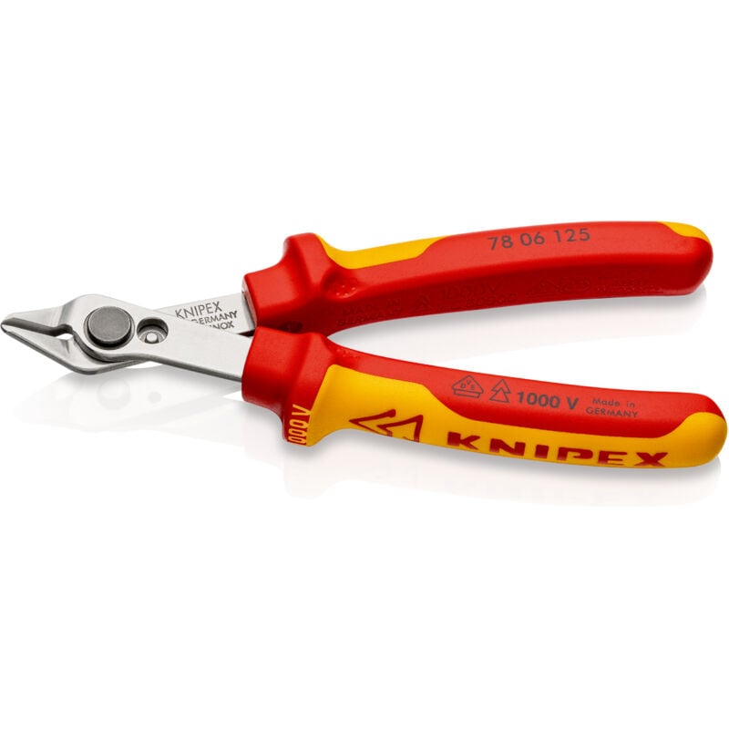 KNIPEX 78 06 125 SB Electronic Super Knips® VDE isoliert mit Mehrkomponenten-Hüllen, VDE-geprüft 125 mm