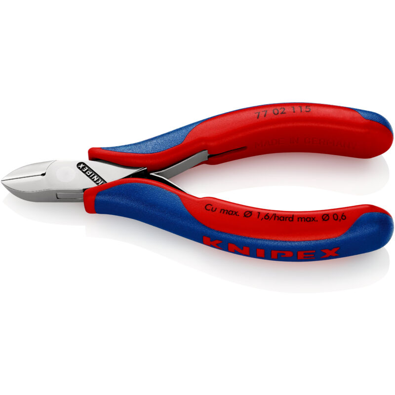 KNIPEX 77 02 115 Elektronik-Seitenschneider mit durchgestecktem Gelenk mit Mehrkomponenten-Hüllen 115 mm