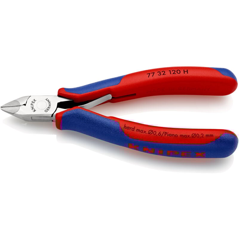 KNIPEX 77 32 120 H Elektronik-Seitenschneider mit eingesetzter Hartmetallschneide mit Mehrkomponenten-Hüllen 120 mm