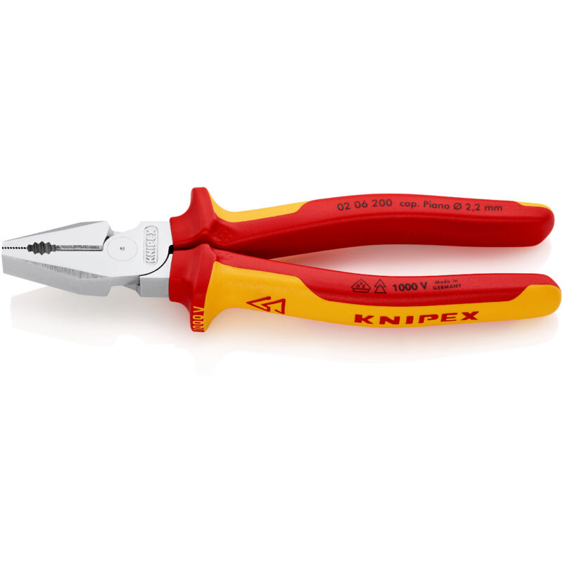 KNIPEX 02 06 200 SB Kraft-Kombizange isoliert mit Mehrkomponenten-Hüllen, VDE-geprüft verchromt 200 mm
