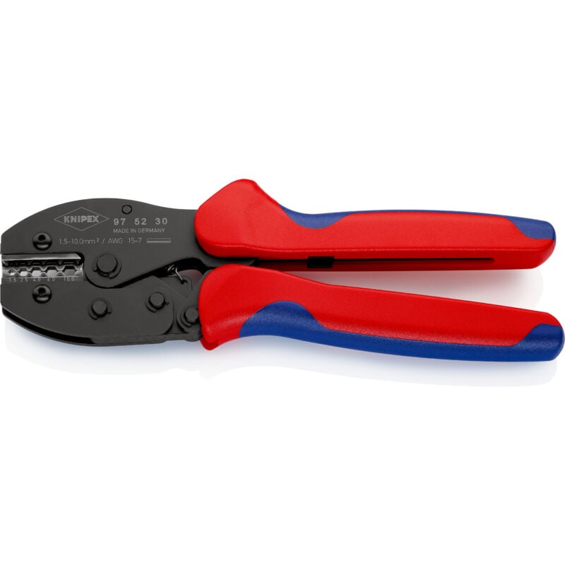 Knipex - 97 52 30 sb PreciForce® Crimpzange mit Mehrkomponenten-Hüllen brüniert 220 mm (SB-Karte/Blister)