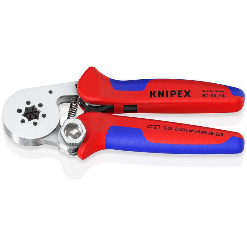 KNIPEX 97 55 14 SB Selbsteinstellende Crimpzange für Aderendhülsen mit Seiteneinführung mit Mehrkomponenten-Hüllen verchromt 180 mm