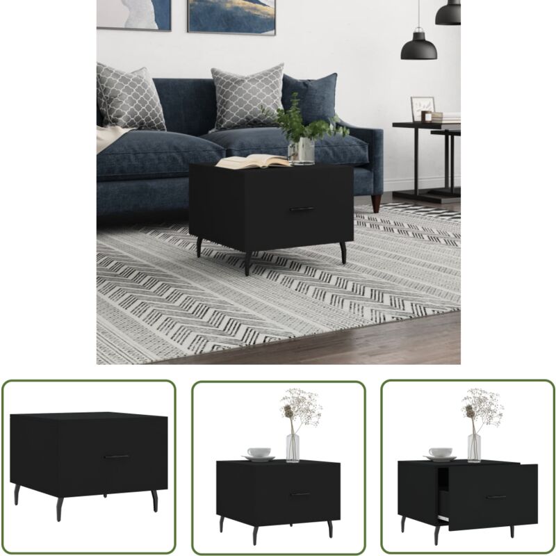 Soekavia - The Living Store Couchtisch Schwarz 50x50x40 cm Holzwerkstoff - Schwarzer Couchtisch - Holzwerkstoff Couchtisch - Couchtisch Mit Schublade