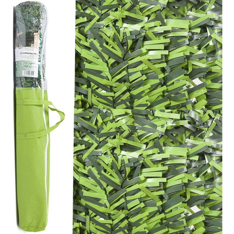 Suinga - Künstliche zweifarbige Hecke mit feinen Blättern, 110 Ruten, 1 x 3 Meter, Sichtschutz 95%.