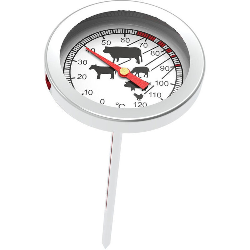 Kochthermometer aus Edelstahl mit grafischer Skala von 0-120°C zum Backen, Räuchern und Kochen von Fleisch