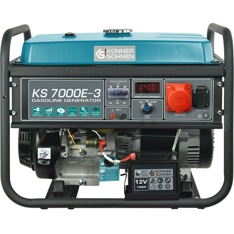 Könner&söhnen - KS7000E-3 Stromerzeuger Generator Benzin Notstromaggregat 5500Watt mit E-Start