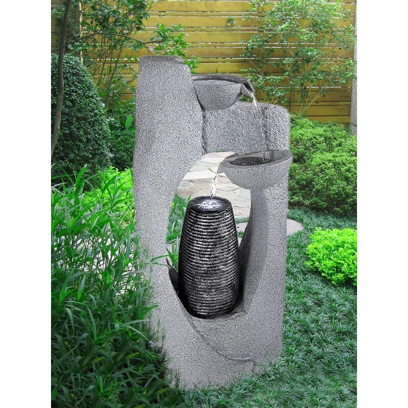 Köhko Springbrunnen Kanne mit LED-Beleuchtung Wasserspiele für Outdoor + Indoor Gartenbrunnen Zimmerbrunnen 16002