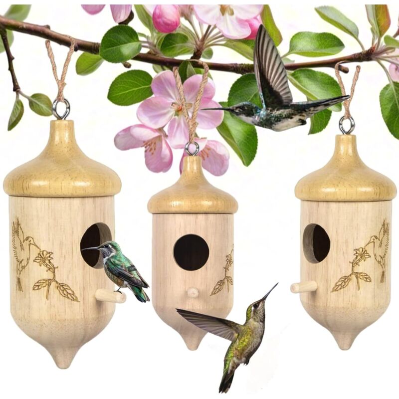 Kolibri-Haus, Holz Kolibri-Häuser, Den Außenbereich Kolibri-Nester, Holz-Vogelnest zum Aufhängen für Gartenfenster, Terrasse, Outdoor,