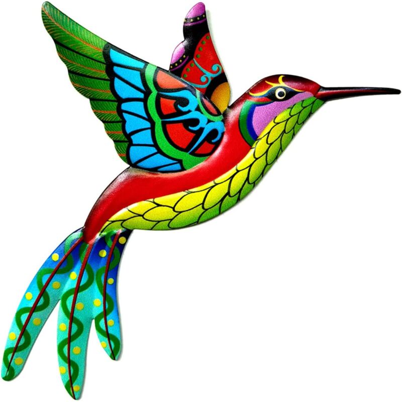 Kolibri-Wanddekoration aus Metall, Vogel-Wanddekoration aus Schmiedeeisen, Innen- und Außendekoration, 1 Stück, grün