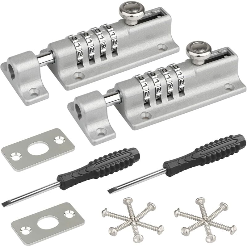 Petites Ecrevisses - Kombibolzen Türschloss Torriegel mit Zahlenschloss Kombinationsschloss für Haus Garagen Schuppen Schule - Silber