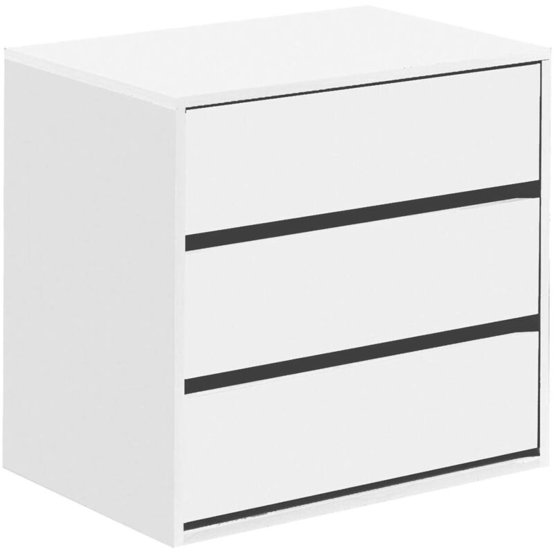 Kommode mit Schubladen Newport, Kommode mit 3 Schubladen, Niedrige Kommode für Innengarderobe, Moderne wöchentlich, cm 60x44h57, Weiß