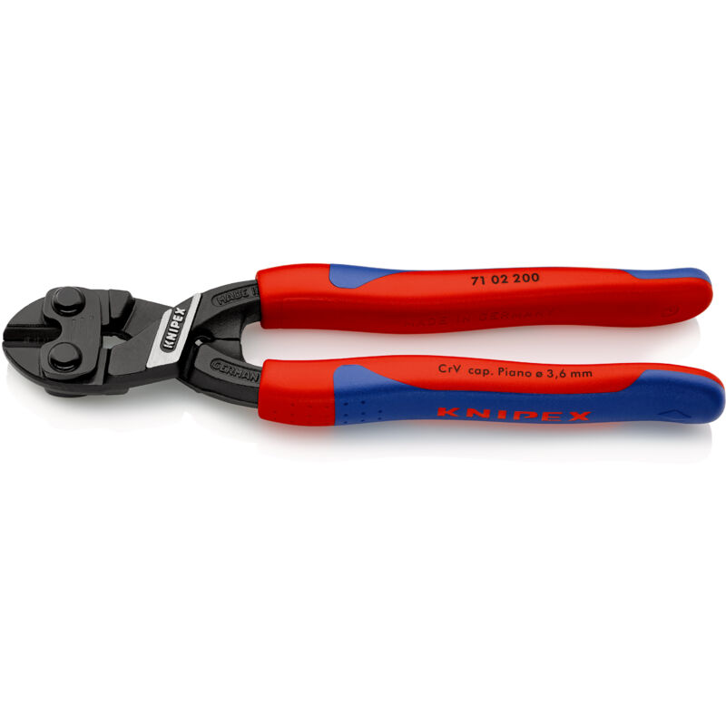 KNIPEX 71 02 200 SB CoBolt® Kompakt-Bolzenschneider mit schlanken Mehrkomponenten-Hüllen schwarz atramentiert 200 mm