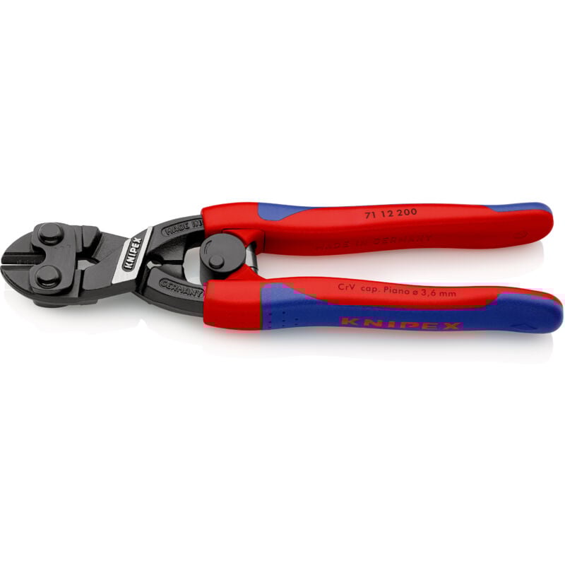 KNIPEX 71 12 200 SB CoBolt® Kompakt-Bolzenschneider mit schlanken Mehrkomponenten-Hüllen schwarz atramentiert 200 mm