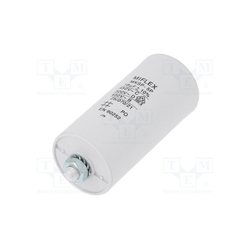 Kondensator Motor Arbeit Motor 18uF 450Vac 40x70mm Anschlussklemmen FASTON Y M8 12AG011