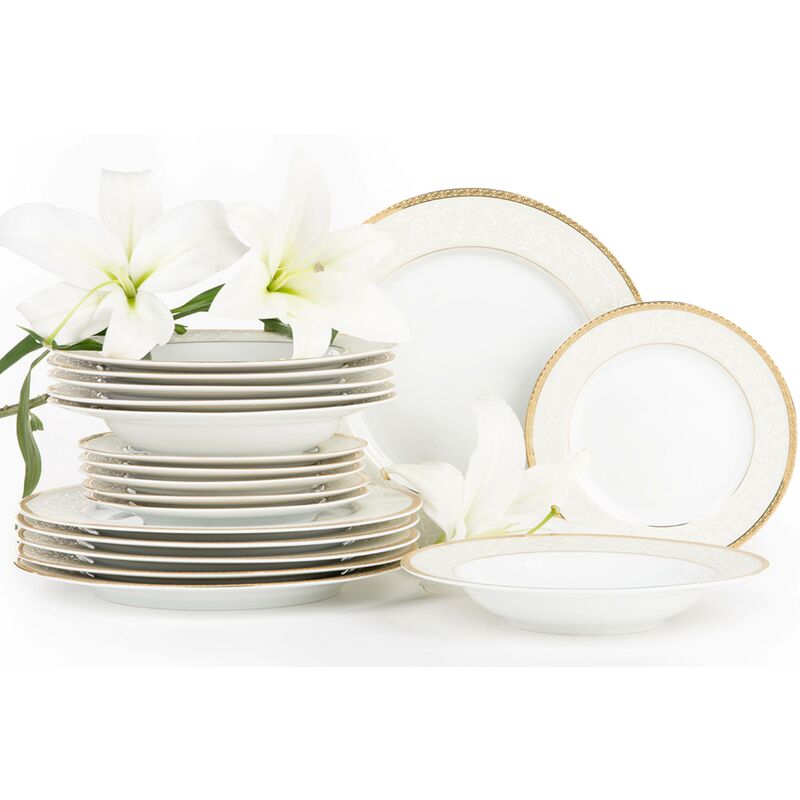 Agawa gold Abendessenservice für 6 Personen (18-tlg) Porzellan, Gold - Konsimo