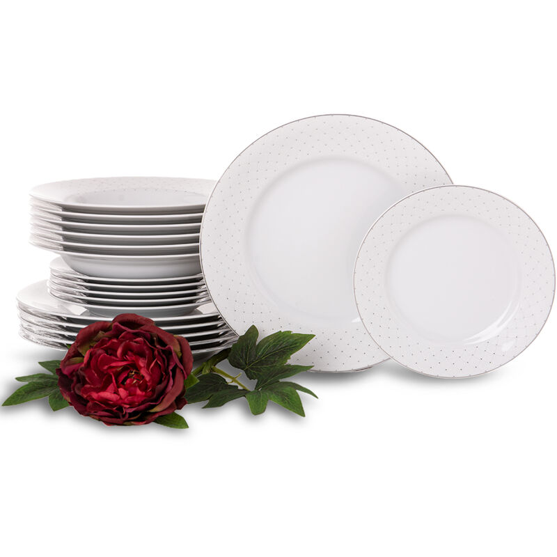 Amelia carmen Tafelservice für 6 Personen (18-tlg.) Porzellan, weiß - Konsimo