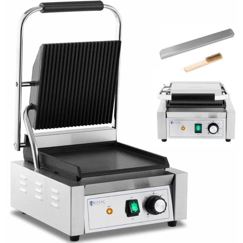 Royal Catering - Doppel-Kontaktgrill Elektrogrill Elektrogriller geriffelt, flach 1.800 w