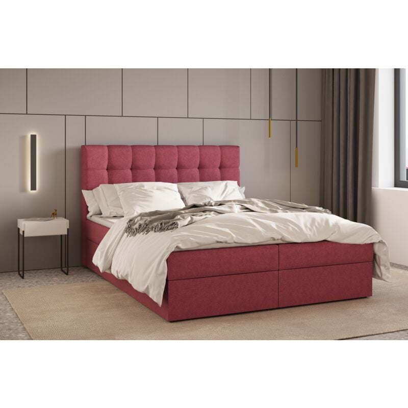 Kontinentalbett, Boxspringbett, Bett mit bettkasten, Bonell-Matratze und Topper, Doppelbett - Boxspringbett 05 - 180x200 - Rosa - Hugo 15