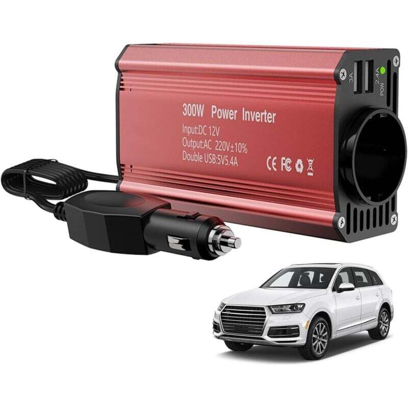 Konverter, Wechselrichter, 12V auf 220V Spannungswandler mit 2 USB-Anschlüssen zum Laden von Autos, Lampen, Mobiltelefonen, Laptops und anderen