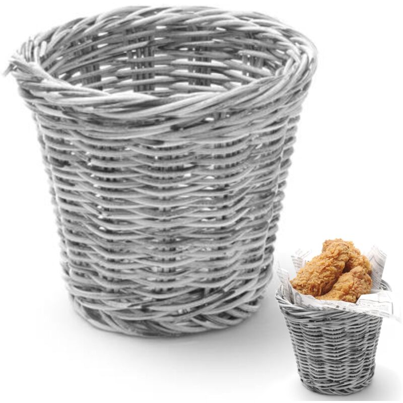 Korb zum Servieren von frittierten Snacks, Melangegrau, Durchmesser 130x110 mm - Hendi 426043