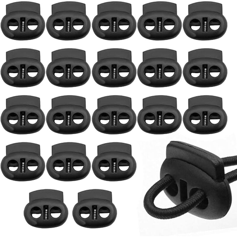 Bluedeer - Kordelstopper für Kordelzüge, Doppelloch-Kunststoff-Knebel, sichere Kordelverschlüsse, ideal für Jalousien-Schnurgeräte,