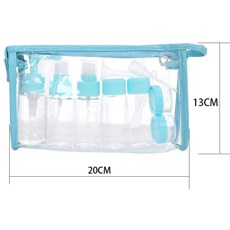 Shining House - Kosmetik-Reiseflasche, 11 Stück leere Reiseflaschen, transparente Reise-Sprühflasche für Flüssigkeiten, Flugzeug-Reiseset für