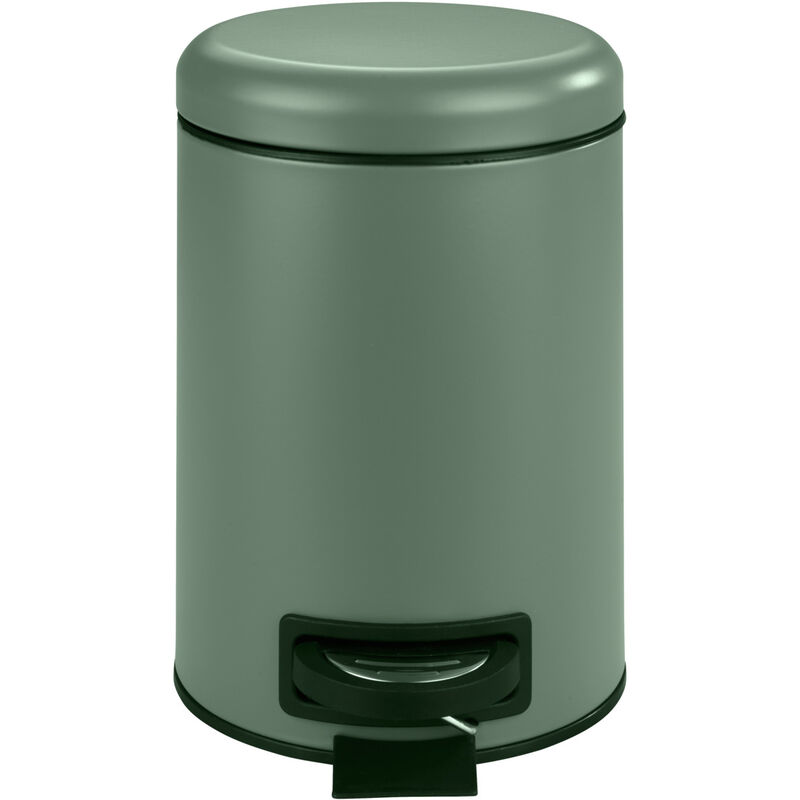 Kosmetik-Treteimer Leman Dunkelgrün 3 l, Kosmetikeimer, Mülleimer, Grün, Stahl grün, Polypropylen schwarz - grün - Wenko