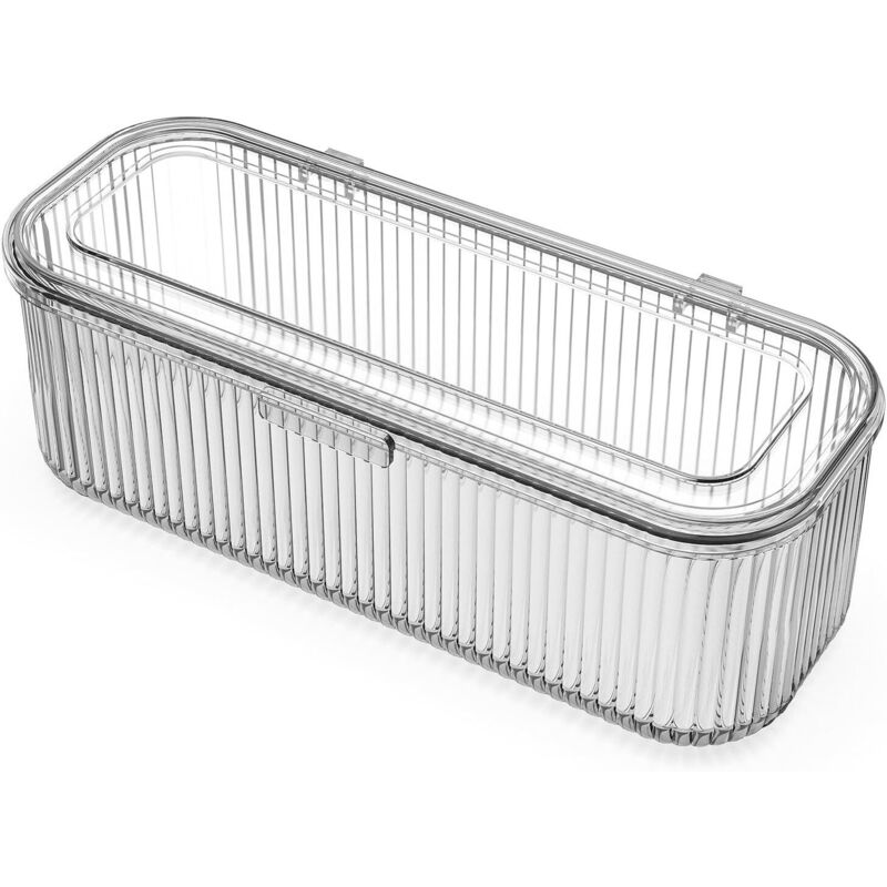 Kosmetikpinsel-Aufbewahrungsbox, transparente Aufbewahrungsbox für Makeup-Schwämme, Kosmetik-Organizer mit Deckel, Schminktisch-Displaybox, 1 Fach (1