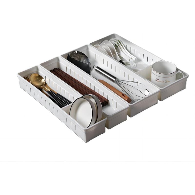 Kostenloses Küchenschubladen-Organizer-Regal, 2 große + 2 kleine – multifunktionales Aufbewahrungsregal, ideal für Küchenutensilien und Schreibwaren