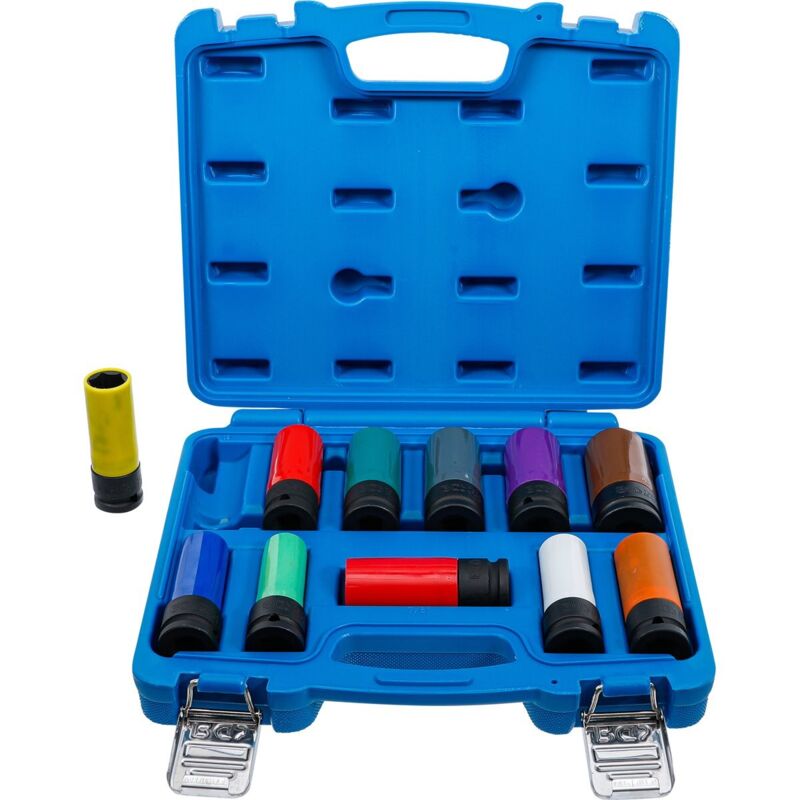 BGS Kraft-Schoneinsatz-Satz Antrieb Innenvierkant 12,5 mm (1/2') SW 15 - 27 mm und Spezial-Radschrauben 11tlg. - 74254