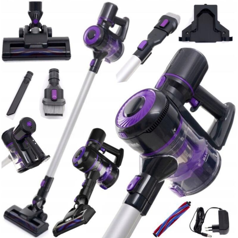 Kraft&Dele 220 W Starke Saugleistung Staubsauger Kabellos, Bürste mit LED-Licht, Staubsauger Beutellos,Leise Sauger mit HEPA Luftfilter