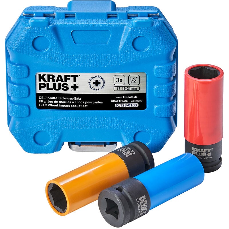 Kraftplus - K.113-0103 Kraft-Schoneinsatz-Satz 1/2' Alufelgen sw 17 / 19 / 21 mm Schoneinsätze Schlagschrauber Nüsse