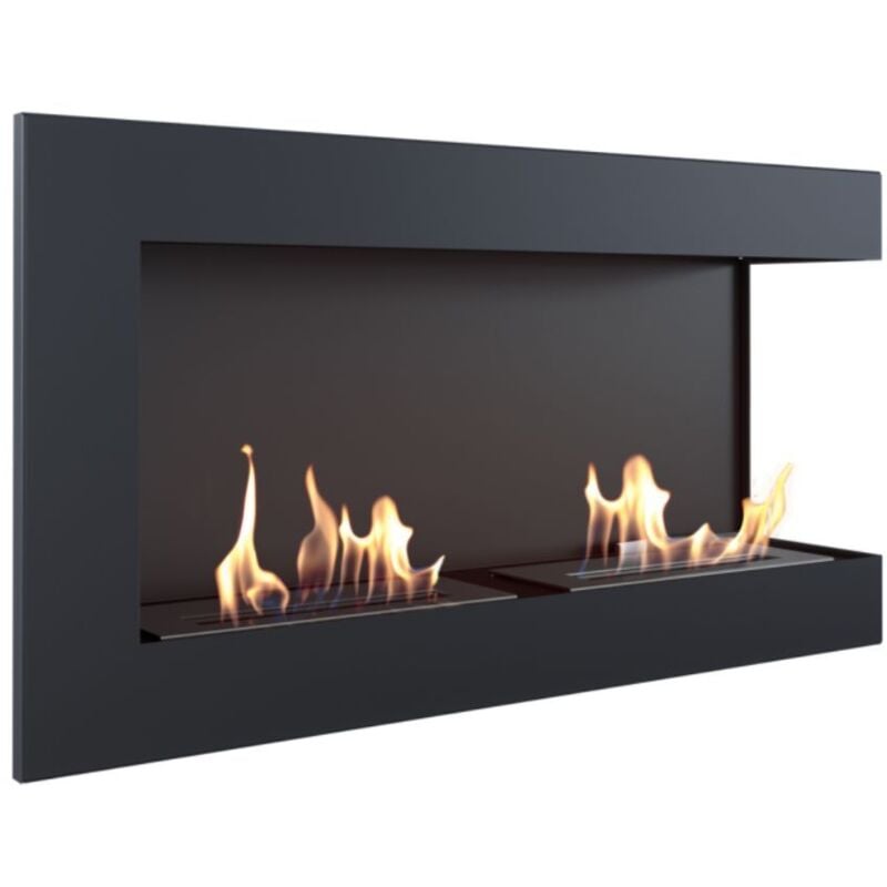 Kratki - Bioethanolkamin delta 900 rechts schwarz Kamin Ethanol Ofen Wandkamin Biokamin