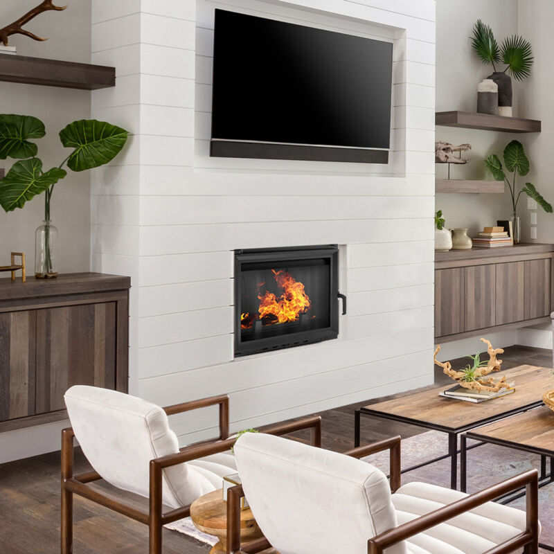 KRATKI Maja 8kW Gusse Kamin-Einsatz mit Schließung Luftzufuhr Externe Kamin Set